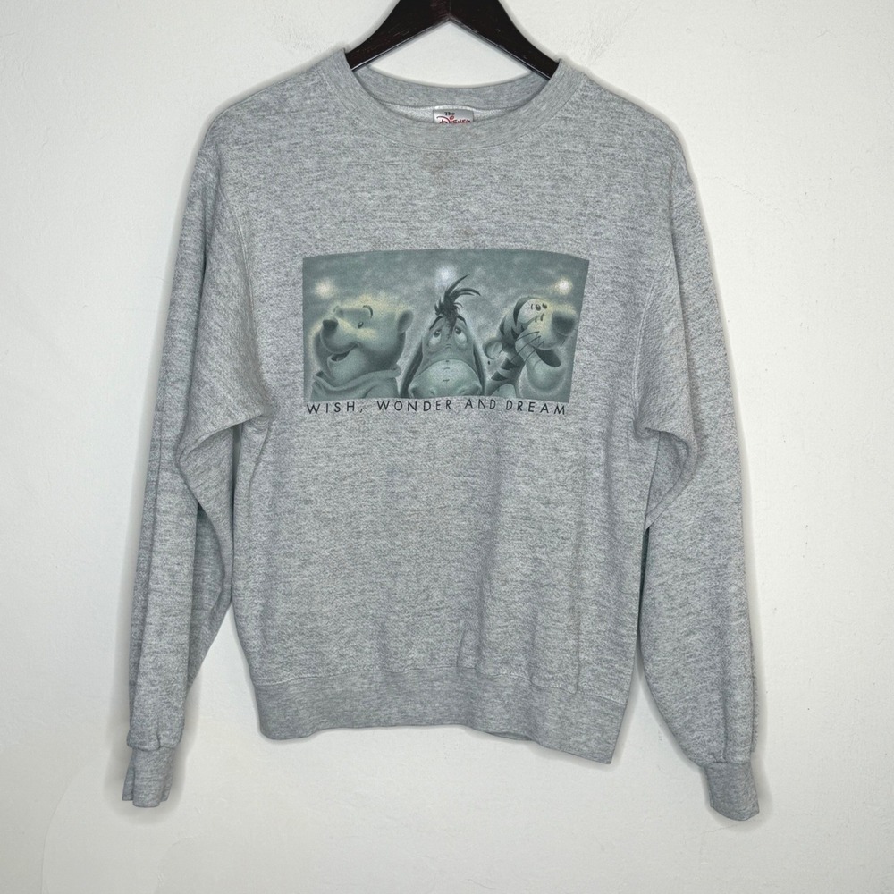 The Disney Store Winnie The Pooh Pullover Sweatshirt S Gray Vintage 90s Retro